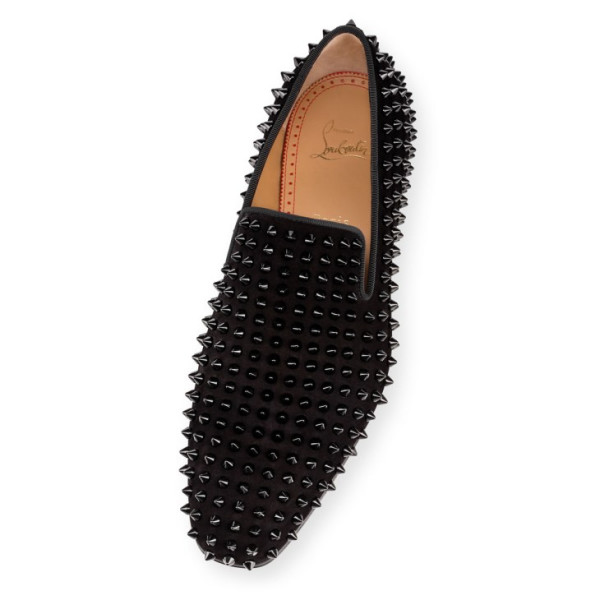 Ch**an louboutin loafers - veau velours and spikes - black - men