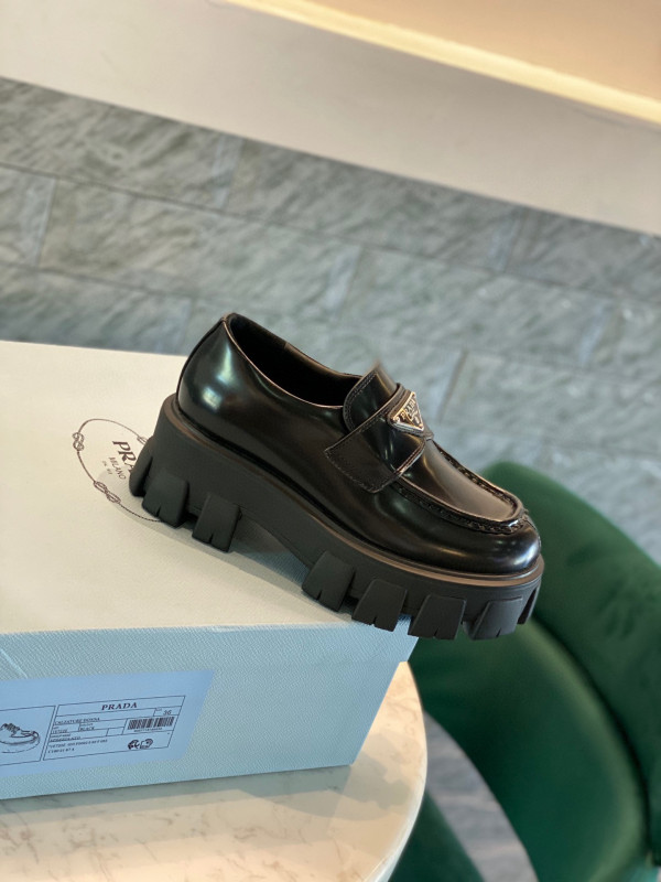 Pra*a brushed leather monolith loafers