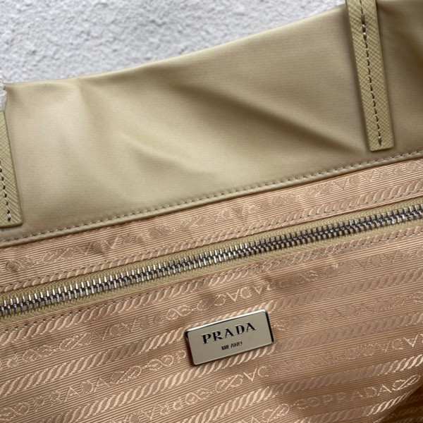 Pra*a re-nylon and saffiano leather tote bag