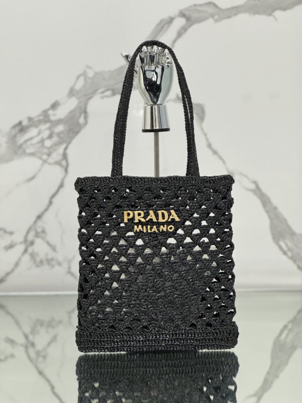 Pra*a woven fabric crochet tote bag