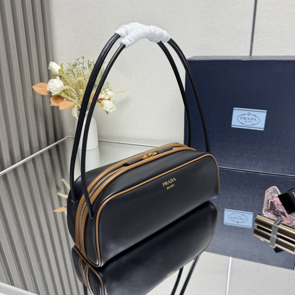 Pra*a swing smooth leather shoulder bag-28*11.5*10cm