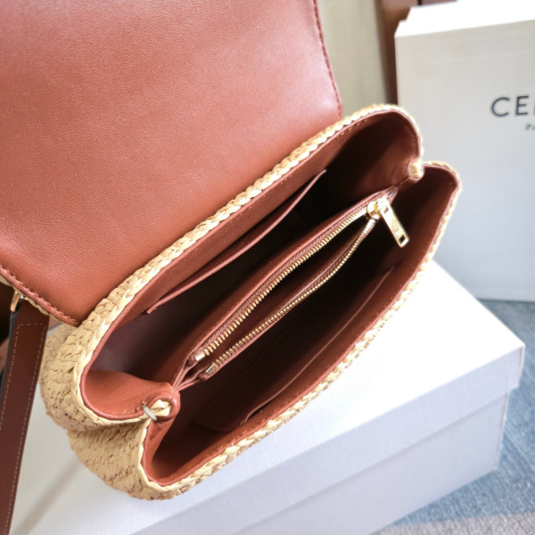 Ce**e teen nino bag in raffia and calfskin - 20.5 x 13 x 8cm