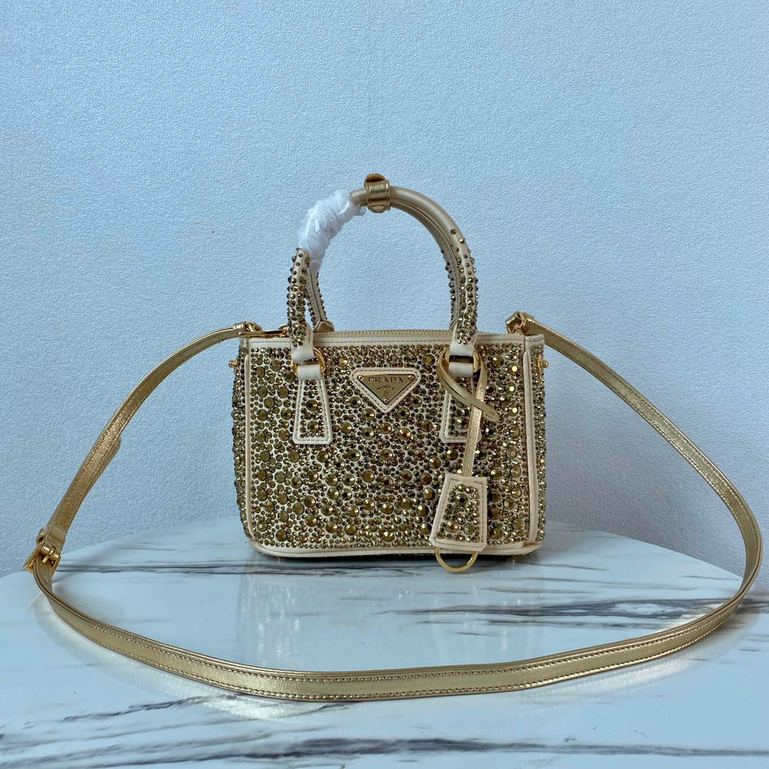 Pra*a galleria satin mini-bag with crystals